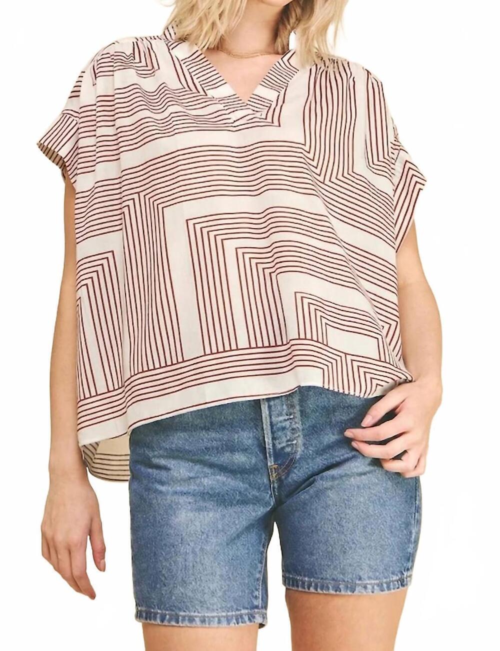 NEW PINCH newport top in white/red